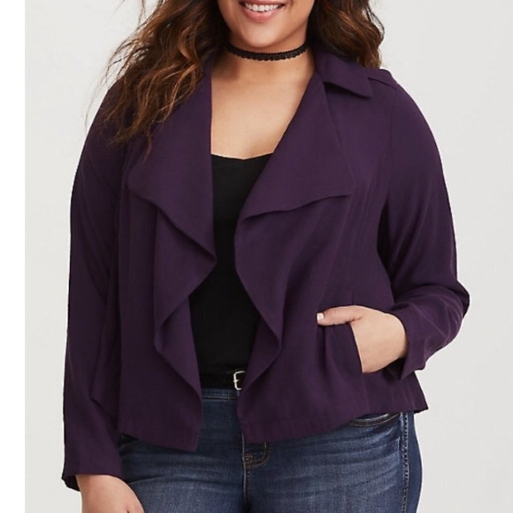 Torrid Purple Twill Drape Jacket - Picture 2 of 12